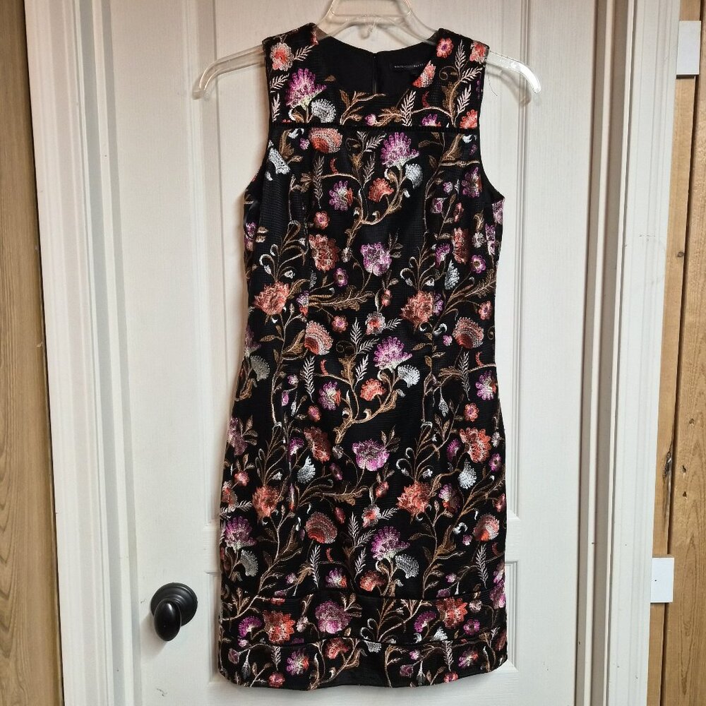 White House Black Market Floral Embroidered Sleeveless Dress Size 8